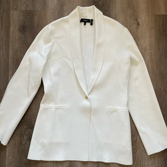 Theory Etiennette Knit Blazer White Jacket Womens Medium M Summer Officewear - Picture 2 of 12